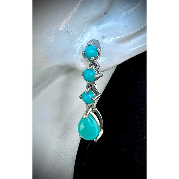 None and/or Unknown Jewelry - Sleeping Beauty Turquoise Sterling Dangle Earrings